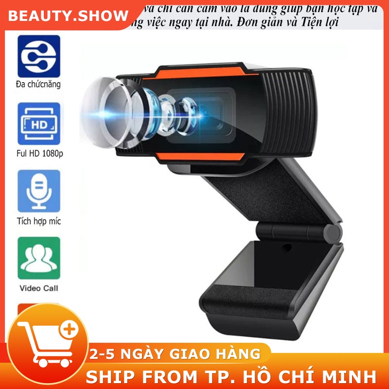 Webcam máy tính HD 720P Có MIC dùng cho laptop, PC cổng USB, webcam pc dùng để học trực tuyến livestream