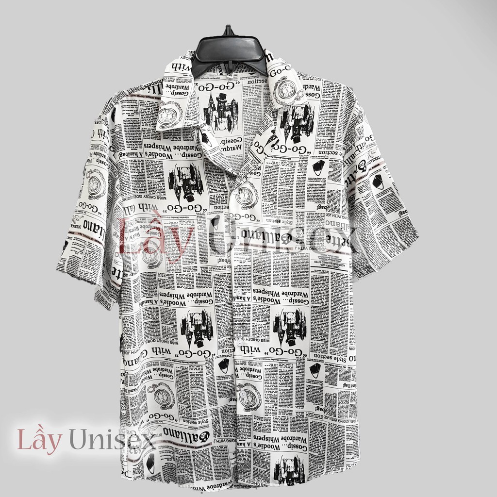 [ẢNH THẬT] Sơ Mi Tờ Báo form Unisex - Đen | BigBuy360 - bigbuy360.vn