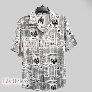 [ẢNH THẬT] Sơ Mi Tờ Báo form Unisex - Đen