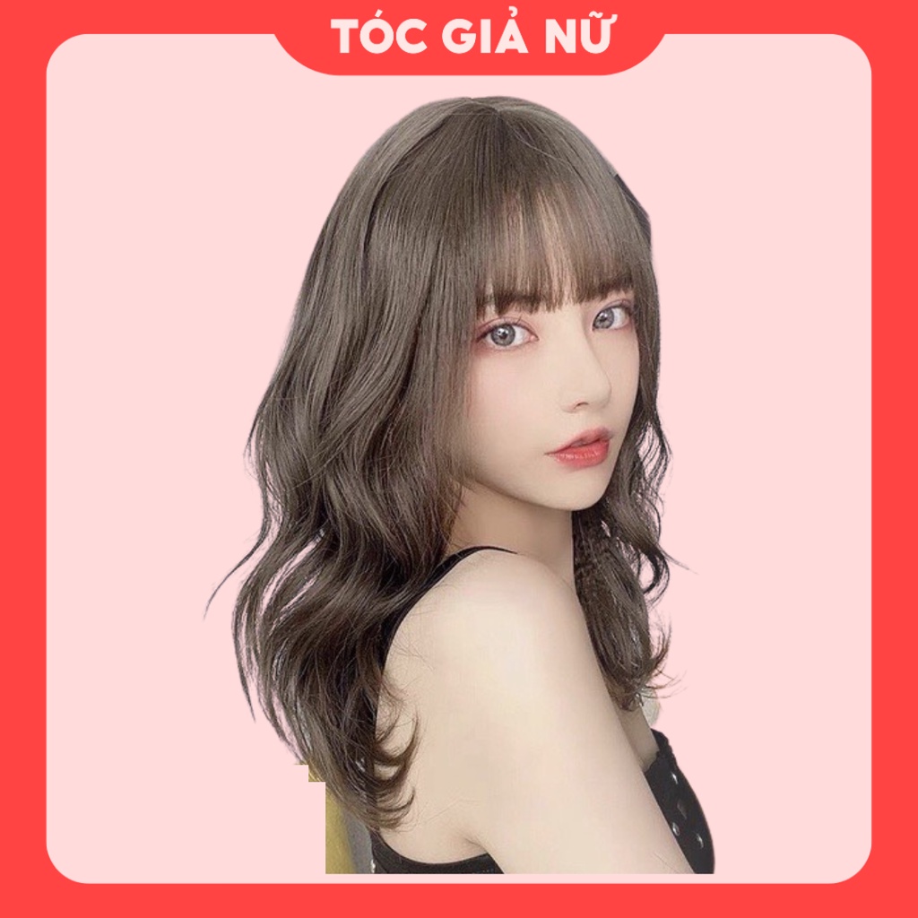 Tóc giả nguyên đầu, cả đầu xoăn sóng ngắn ms9078A tặng lưới đội