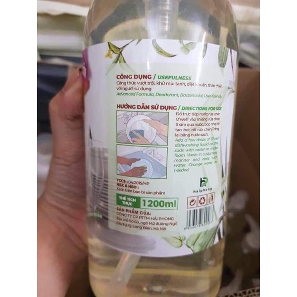 Nước rửa chén, bát Organic Owell
