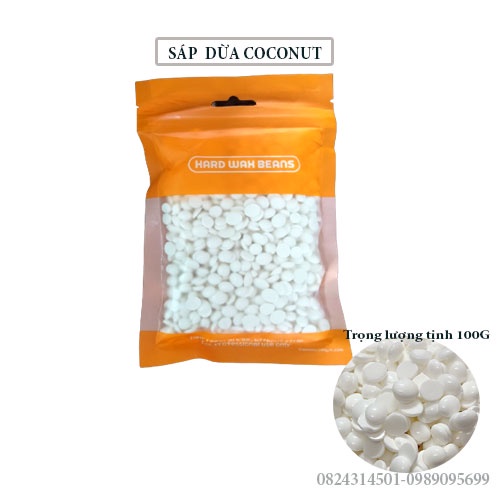 100G Sáp Wax Lông - Sáp  THƠM Tẩy Lông Wax Hard Beans COCONUT Cao Cấp Cho Da Nhạy Cảm Siêu Bám Lông
