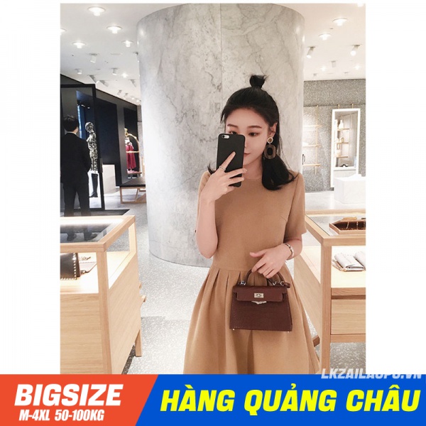 Đầm thun ⚡️𝐁𝐈𝐆𝐒𝐈𝐙𝐄⚡️ Váy nữ dáng suông tay ngắn cổ tròn chữ a mùa hè Phong cách Hàn Quốc Thời Trang sang chảnh cá tính xinh đẹp quảng châu cao cấp