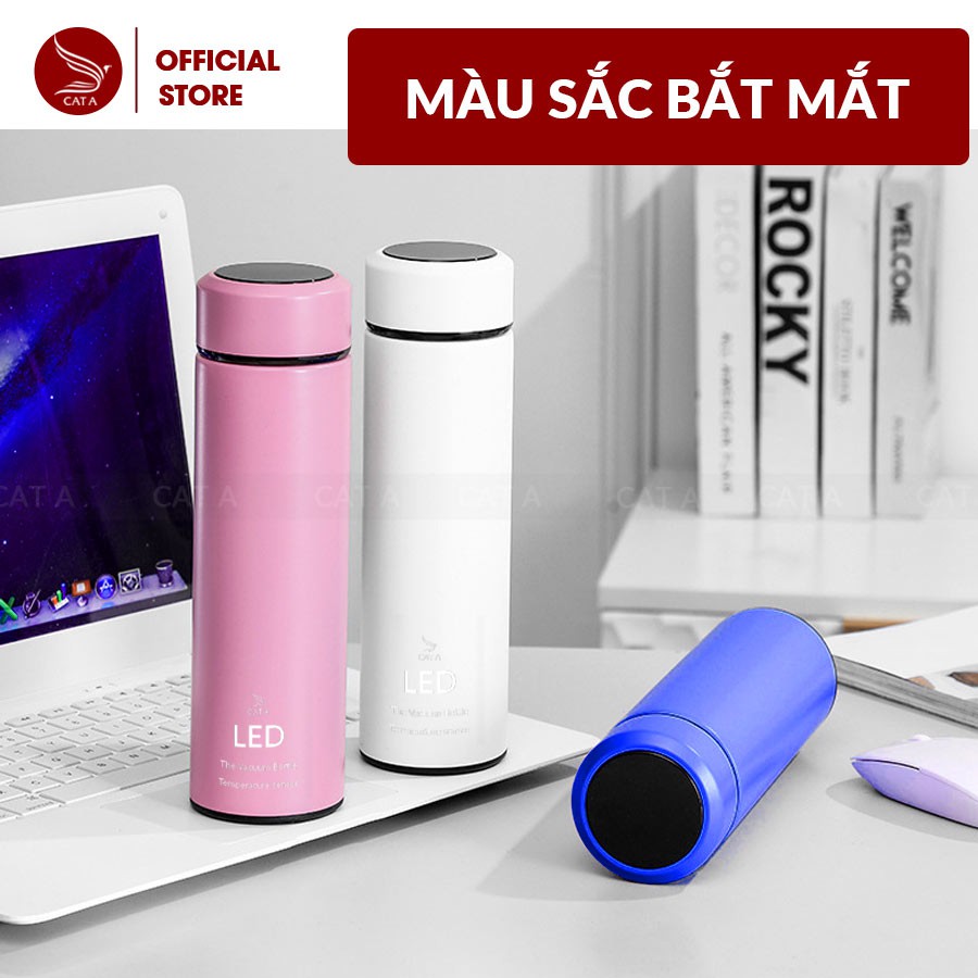 Bình giữ nhiệt Inox 2 lớp Cao Cấp thông minh có Đèn LED hiển thị nhiệt độ - Nhỏ gọn, sang trọng [ Dung tích 500 ML ] | BigBuy360 - bigbuy360.vn