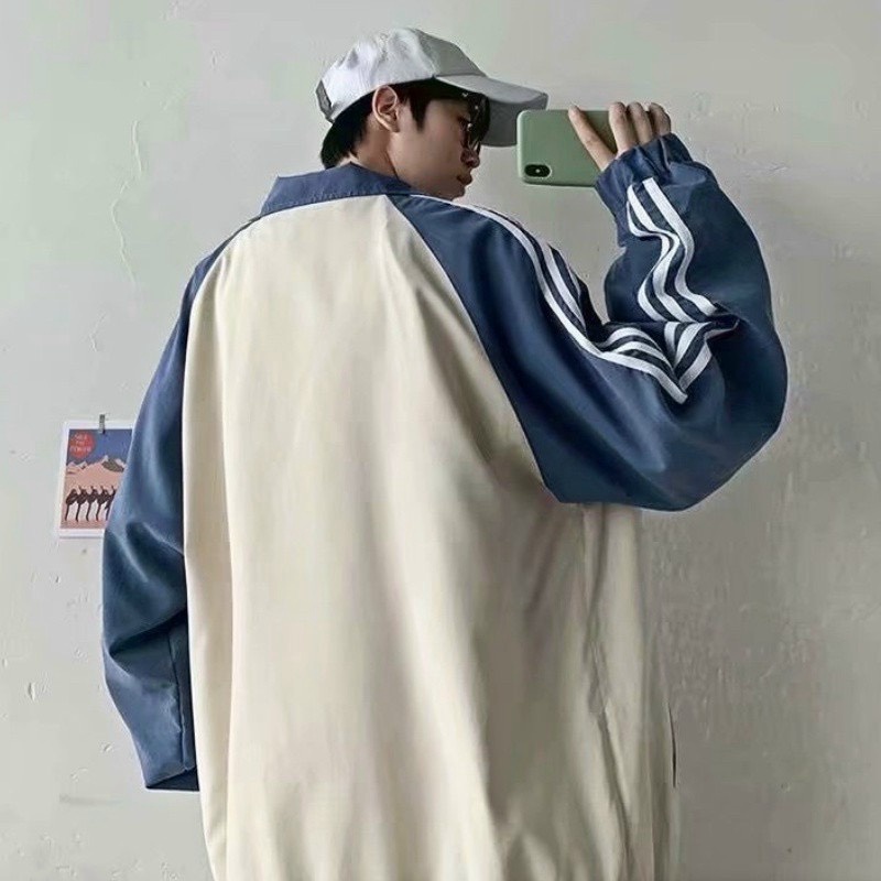 ÁO KHOÁC NAM CỔ CAO PHỐI TAY CHẠY SỌC IN HỌA TIẾT FOM RỘNG CHỐNG NẮNG CẢN GIÓ ĐI MƯA CAO CẤP