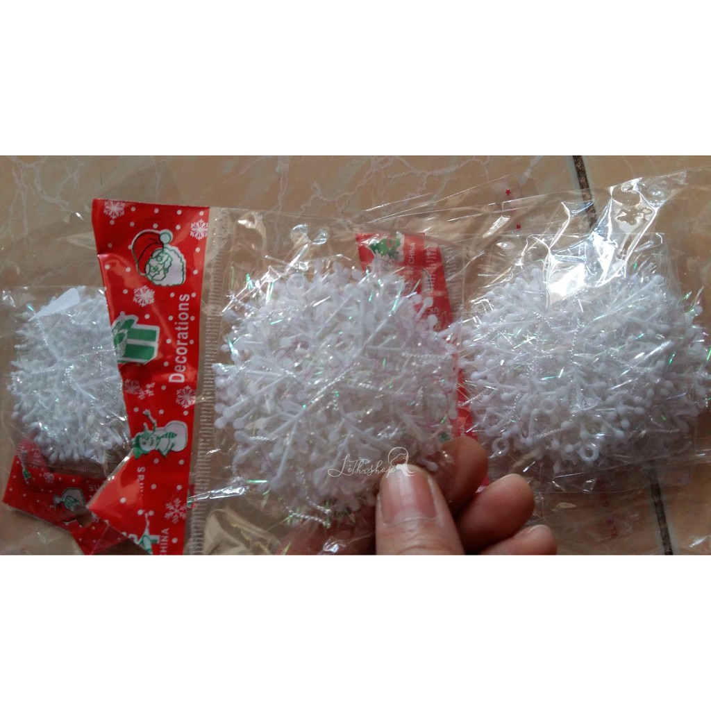 Bộ 12 Bông Tuyết 6cm Trang Trí Cây Thông Giáng Sinh