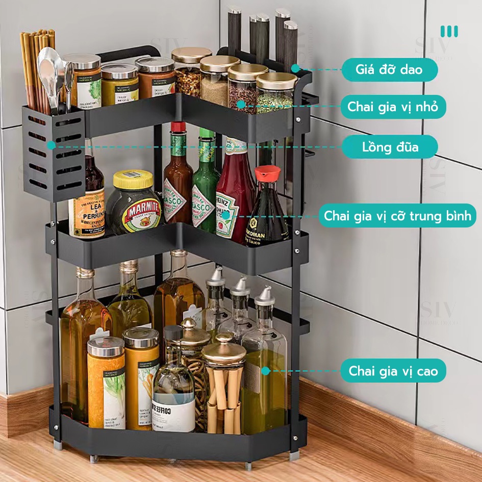 SIV Kệ Đựng Gia Vị 90° Thiết kế góc 2/3 Tầng Thích hợp cho nhà bếp và phòng tắm