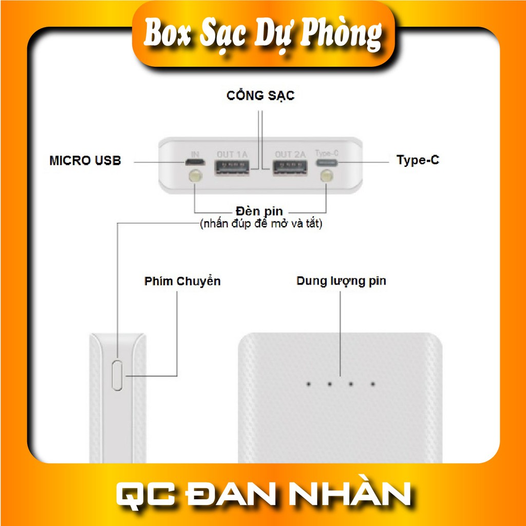 Box sạc dự phòng 8 cell, hộp sạc dự phòng 8 pin KHÔNG KÈM PIN