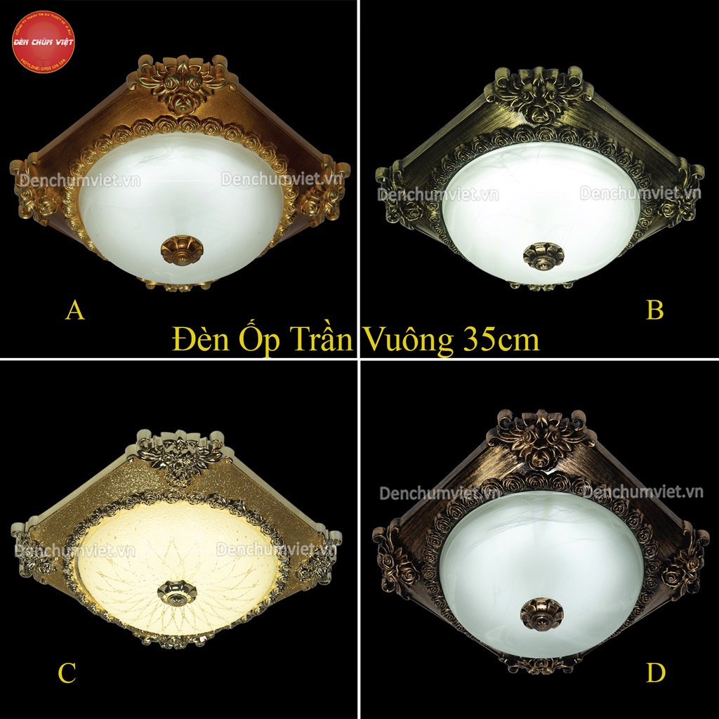 Đèn Mâm Led vuông 35cm - 40cm 3 chế độ màu, đèn ốp trần ban công, phòng ngủ, toilet