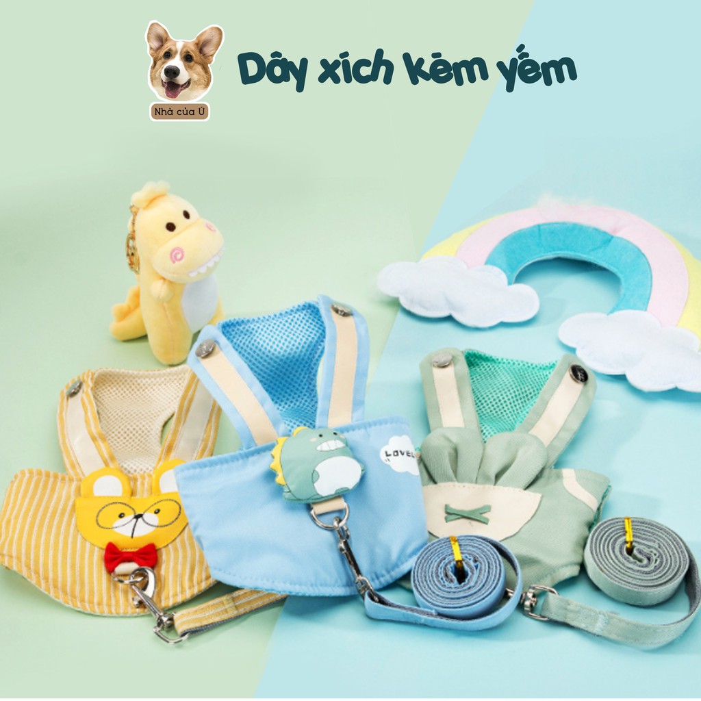 Dây Dắt Thú Cưng Đi Dạo Kèm Yếm Nhà của Ú - Đai Yếm Dắt Chó Mèo