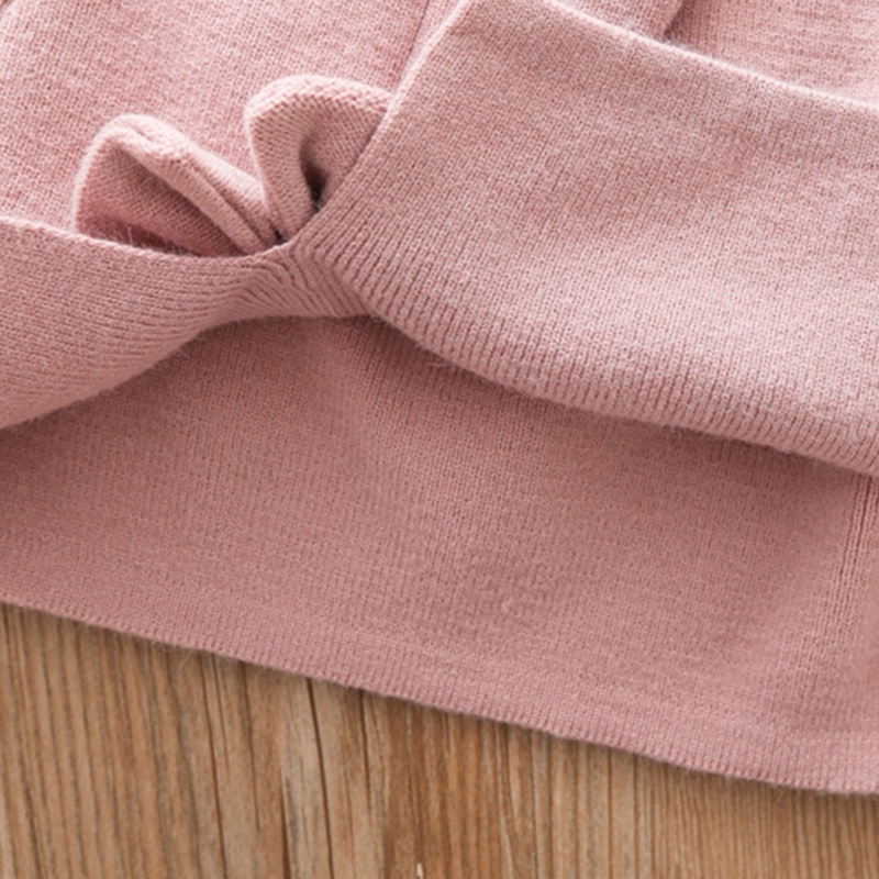 Bộ Áo Sweater Dệt Kim Tay Dài Đính Nơ Phối Chân Váy Thời Trang Thu Đông Dễ Thương Cho Bé Gái
