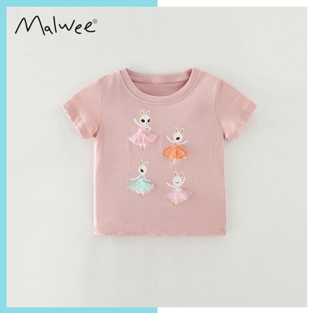 Áo thun hè cotton Malwee hồng thỏ múa bale MW7216 cho bé gái 2-8 tuổi Mẫu mới 2022 - Little Maven Official Store