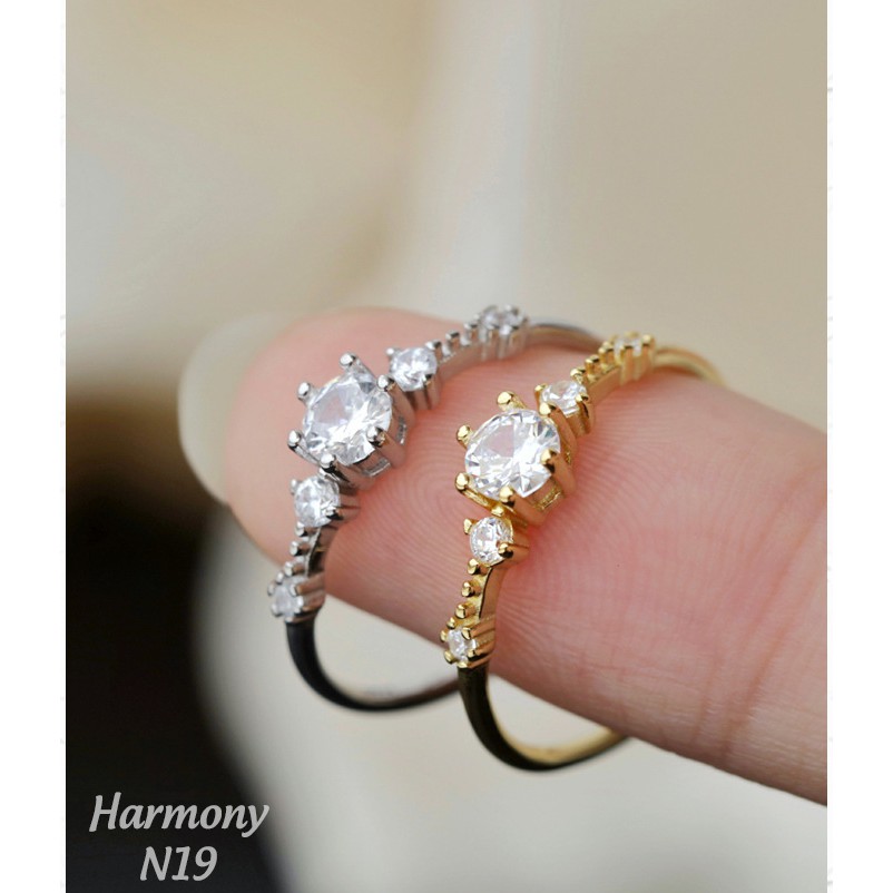 Nhẫn Helen bạc mạ vàng đính đá xinh xắn, sang chảnh, nữ tính N19 | TRANG SỨC BẠC HARMONY