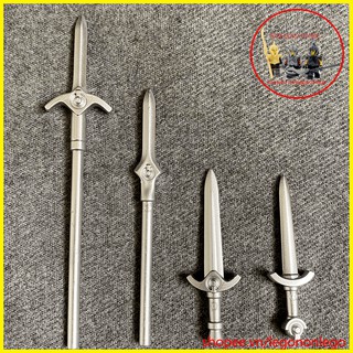 Phụ kiện lego những mẫu vũ khí giáo và gươm bạc sáng cho minifigure lính trung cổ