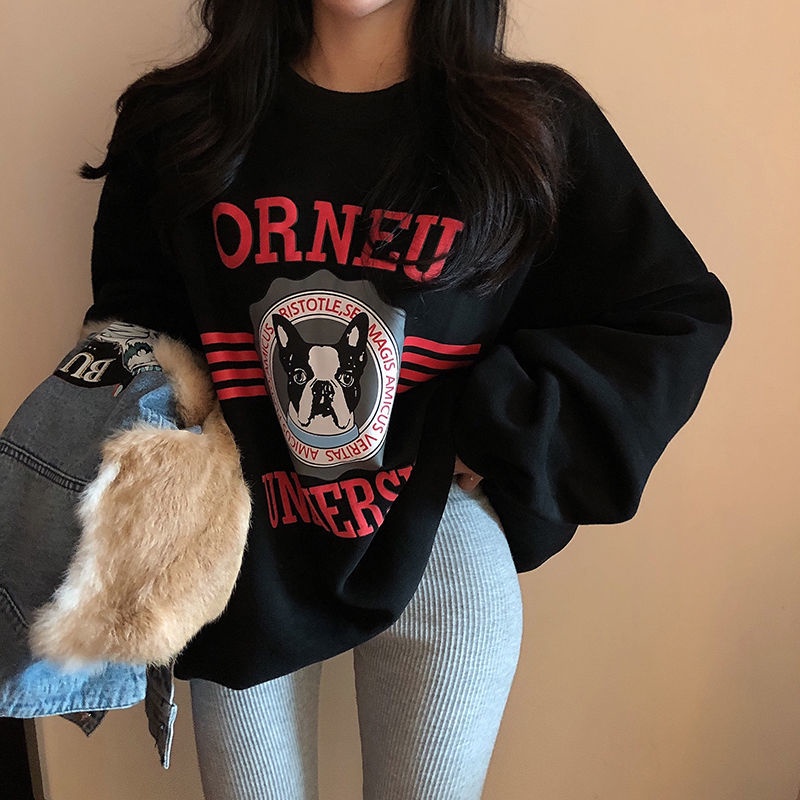 COZOK Áo len tay dài dáng rộng thời trang Hàn Quốc