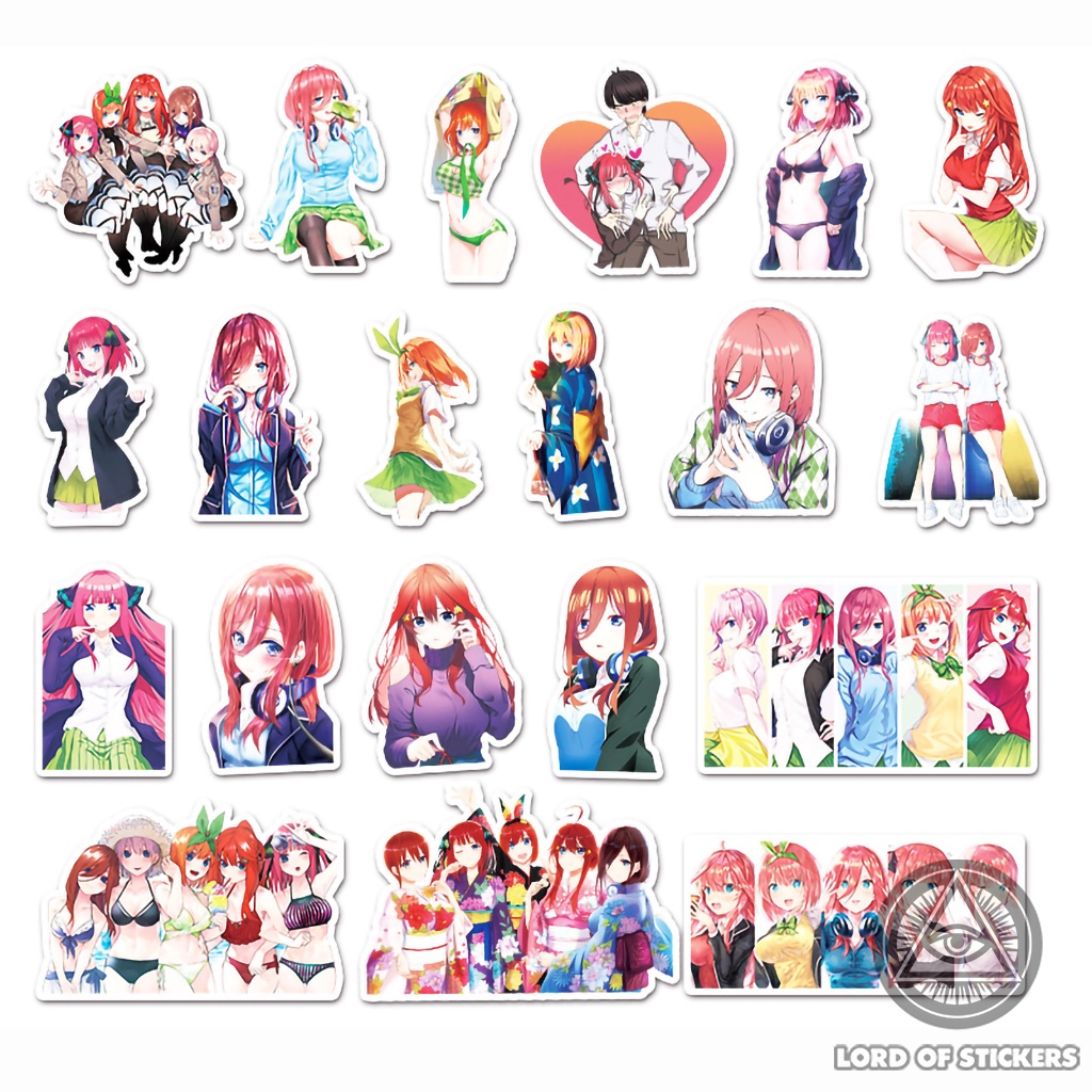 Set 50 Hình Dán Gotoubun No Hanayome Sticker Anime Manga Nhà Có 5 Nàng Dâu Chống Thấm Nước Trang Trí Mũ Bảo Hiểm, Laptop