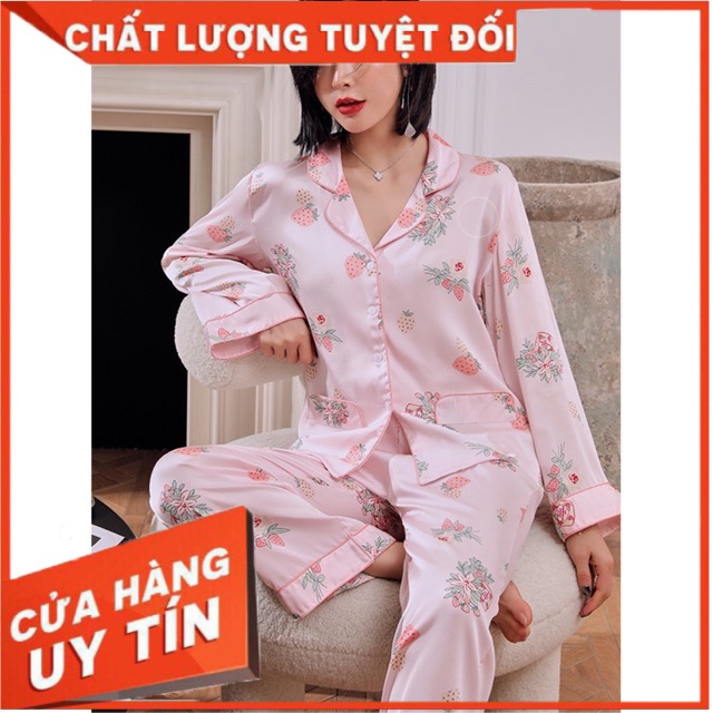 SX620 bộ ngủ dài tay pjiama  - đồ ngủ lụa satin cao cấp -MinhTrang
