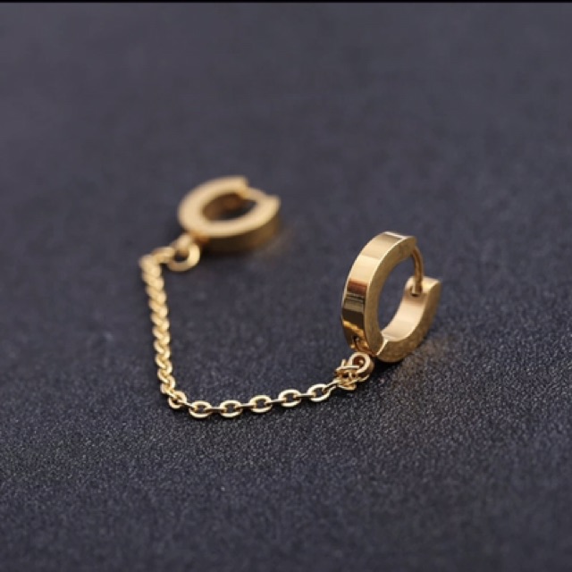 Khuyên tai vòng xích 2 lỗ/ khuyên thép y tế cao cấp