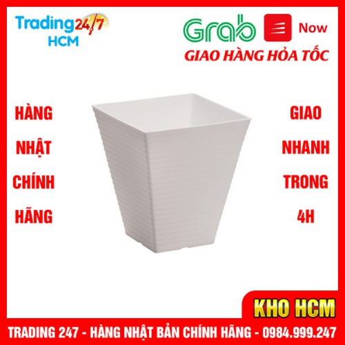 [Hỏa tốc HCM] Chậu trồng hoa vuông KOKUBO màu trắng cao 19,3cm Nội địa Nhật Bản