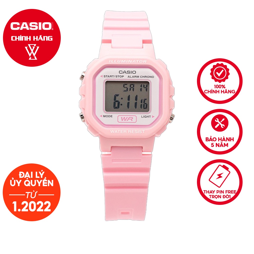 Đồng Hồ Điện Tử Nữ Casio WATCHSTORE LA-20WH-4A1DF Thiết Kế Mặt Kính Nhựa 30.5 mm, Dây Đeo Và Vỏ Nhựa Màu Hồng Trẻ Trung