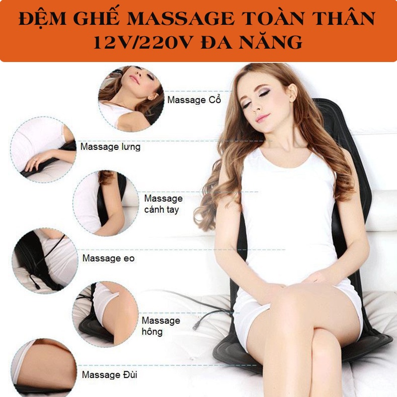 Đệm Ghế Massage Toàn Thân 8 Chế Độ, Gọn Nhẹ Phù Hợp Mọi Hành Trình, Mọi Địa Điểm, Giúp Bạn Thoải Mái Tức Thì