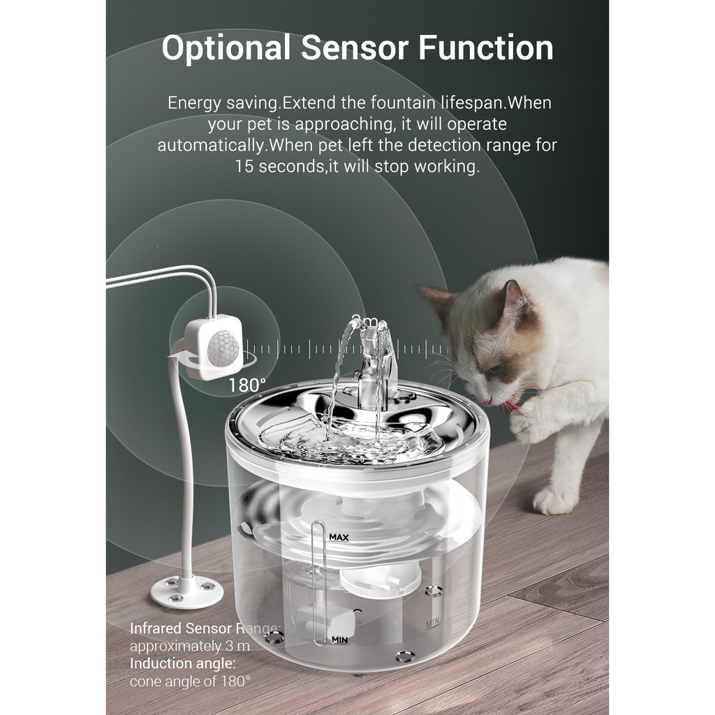 IPSKY Vòi Phun Nước Tự Động WF010 Bằng Thép Không Gỉ Cho Thú Cưng