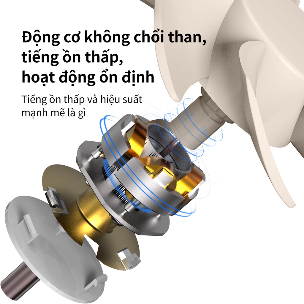 Quạt mini cầm tay không tiếng ồn Nusign - có đế cố định - Trắng/ Xanh/ Hồng - 85811