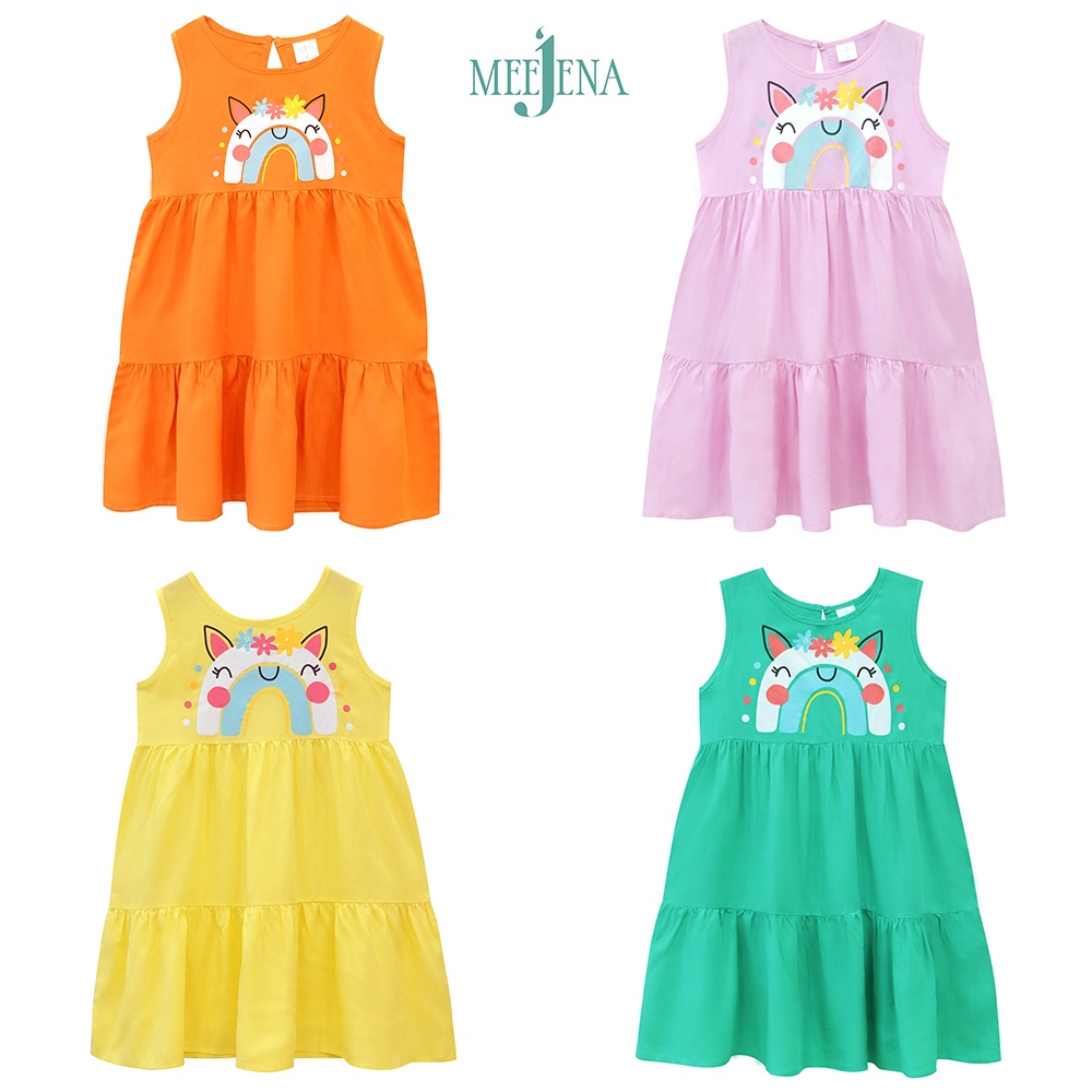 Váy bé gái , Váy lanh  sát nách IN cầu vòng từ 14-34 kg MEEJENA - 2156
