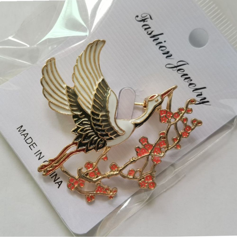 Ghim Cài Áo Trang Trí Hình Chim Hạc Dễ Thương Bắt Mắt Sành Điệu