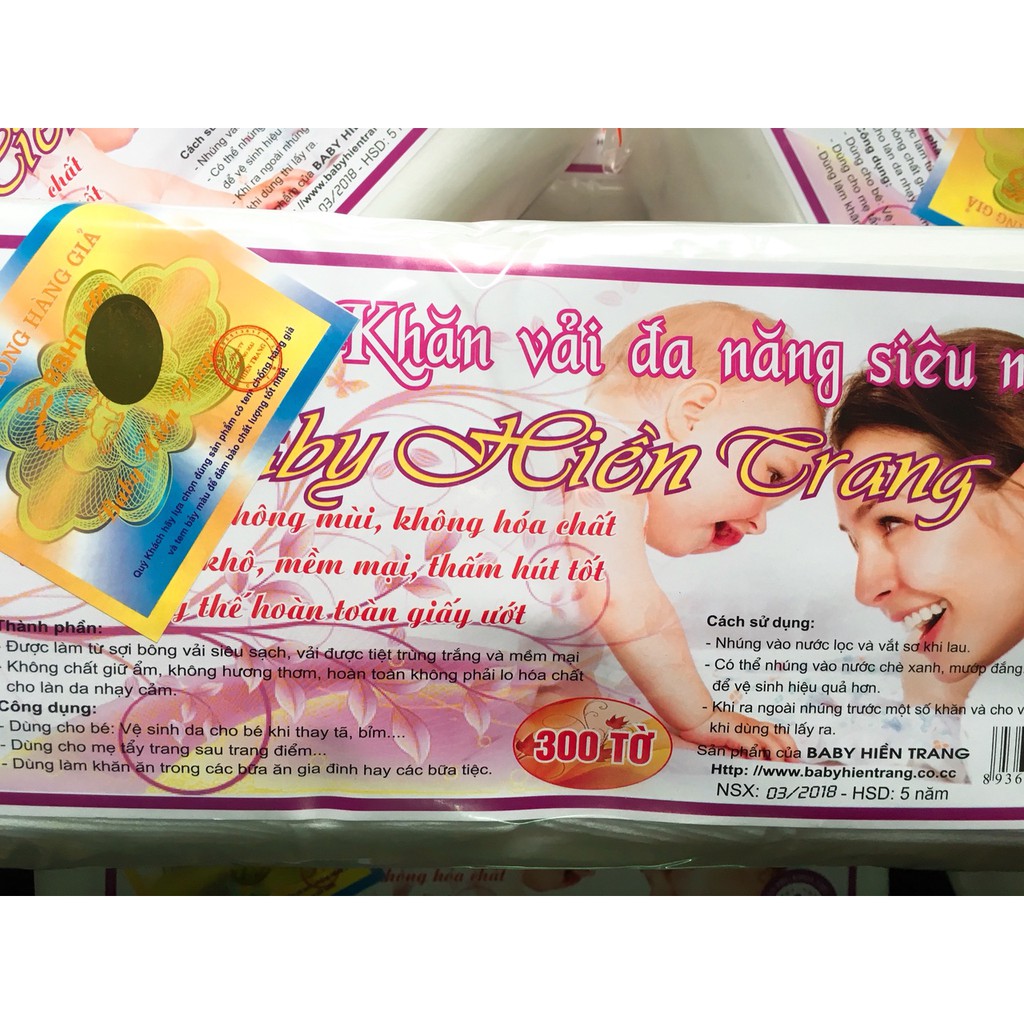 Set 5 túi khăn vải khô đa năng HIỀN TRANG loại túi Zip 300 tờ/ túi