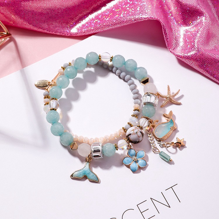 XiaoboACC Vòng Tay Có Giãn Hình Hoa / Cá Heo Phong Cách Retro Thời Trang Cho Nữ