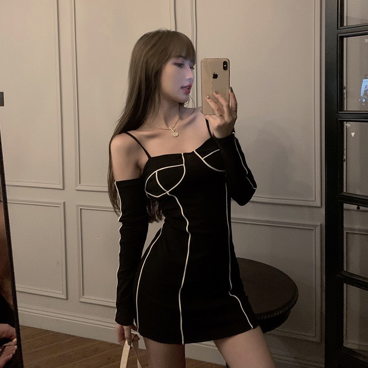 Đầm đen nữ dáng ôm tay dài Emilyshop