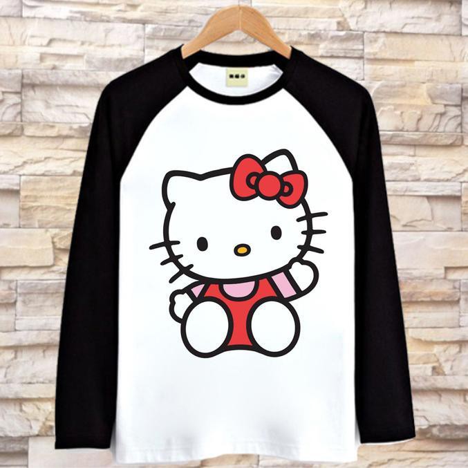 Áo Thun Tay Dài In Hình Hello Kitty Đáng Yêu Thời Trang Mùa Thu