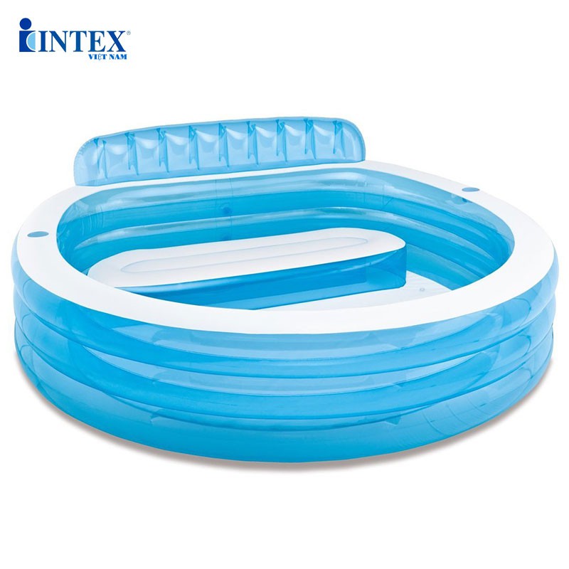 Bể bơi phao gia đình hình tròn cỡ lớn INTEX 57190, có 3 tầng bơm hơi, có ghế ngồi, an toàn cho bé - Bảo hành 12 tháng