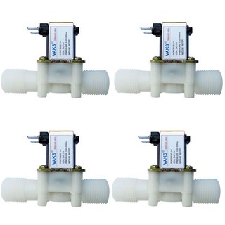 Bộ 4 cái van điện từ phi 21 N/C (Van thường đóng) dùng điện 12V DC VAKS V12-21 (Trắng)