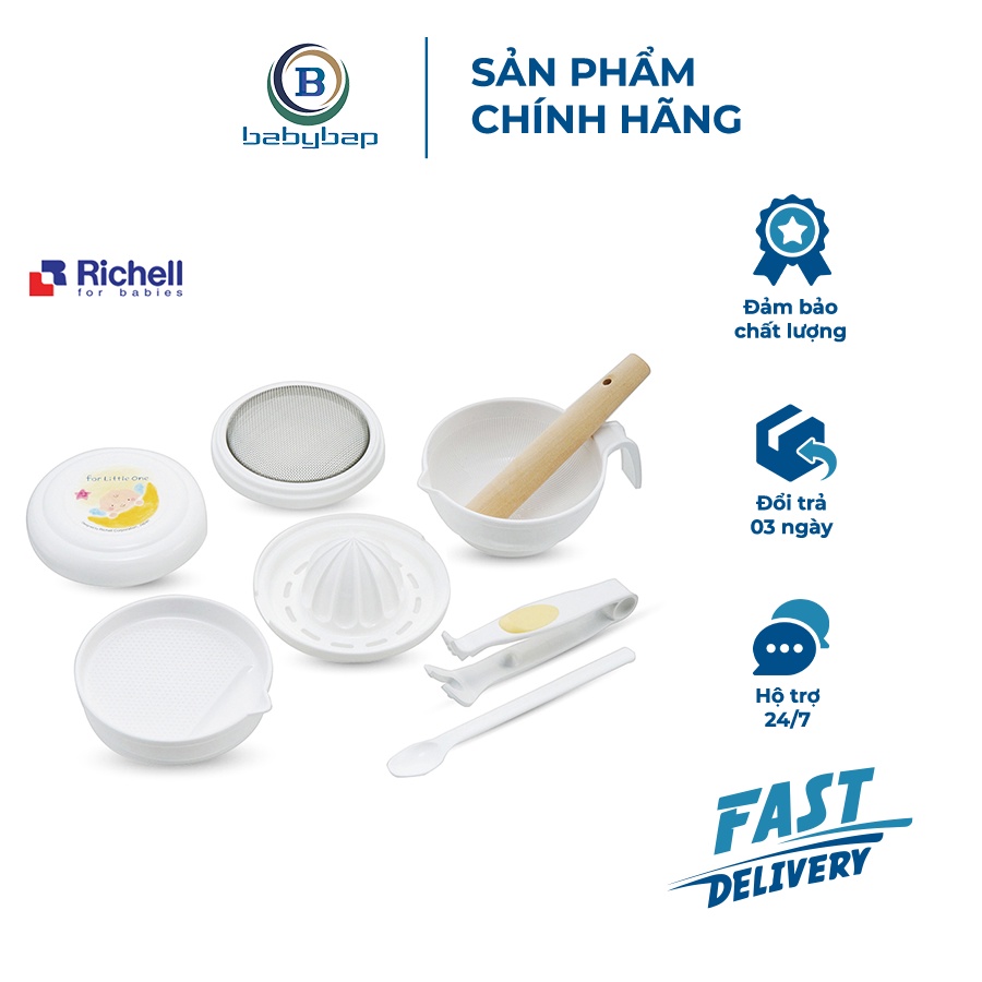 Bộ Chế Biến Ăn Dặm Kiểu Nhật Richell Bộ 8 Món Làm Từ Chất Liệu Cao Cấp, An Toàn