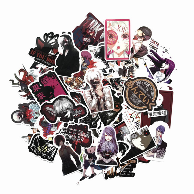 flowersqueen Set 52 Nhãn Dán Trang Trí Hình Nhân Vật Hoạt Hình Tokyo Ghoul