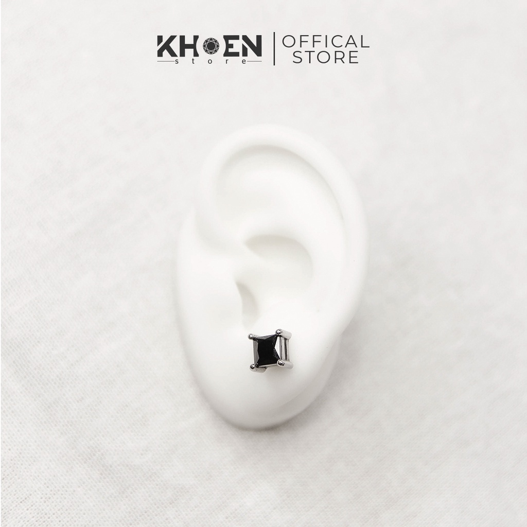 (1 Chiếc) Khuyên tai Đá vuông zircon - Khoen Store