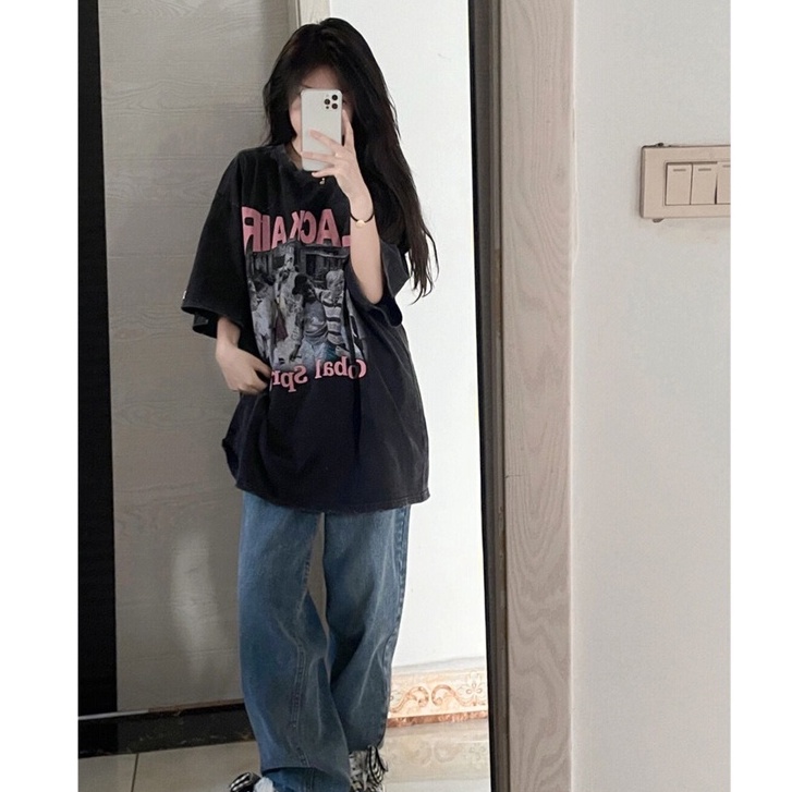 Áo Thun Tay Ngắn Cổ Tròn In Họa Tiết Thời Trang Dành Cho Nữ