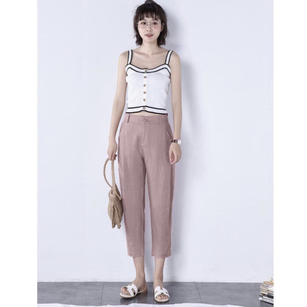 Quần culotes chất linen