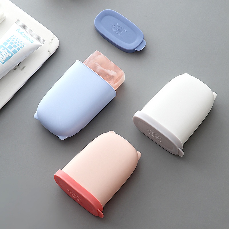 Hộp đựng xà phòng HOUSEEKER bằng silicone chống nước hình hoạt hình nhỏ gọn cho du lịch