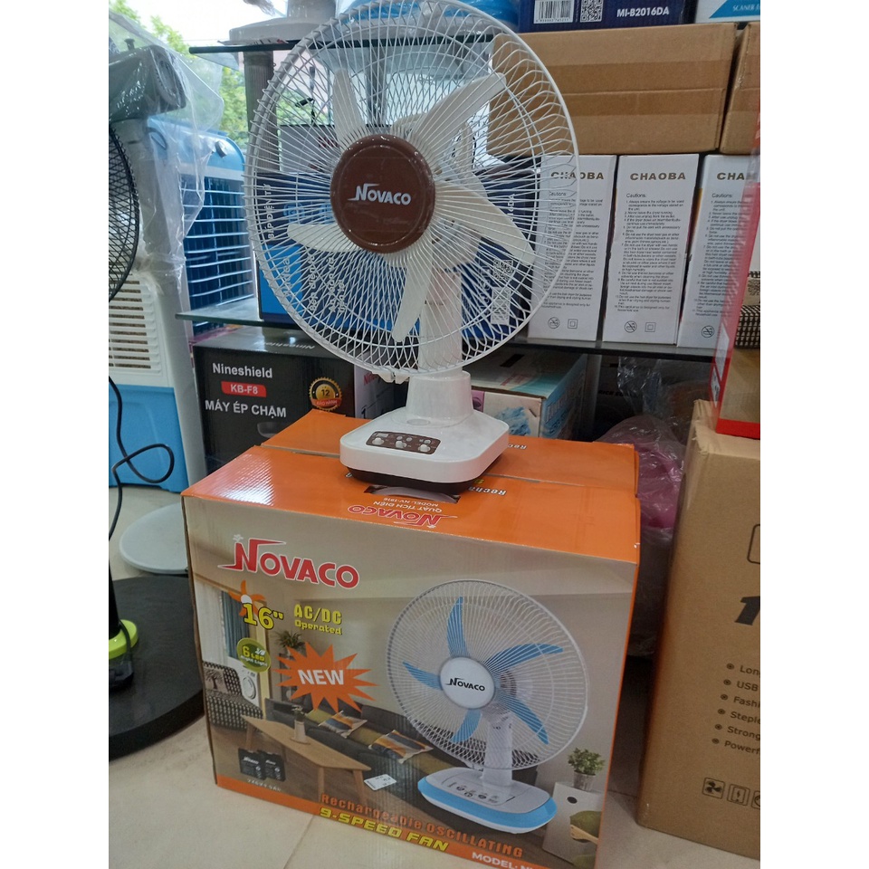 Quạt Tích NOVACO Chính Hãng Bảo Hành 6 Tháng, Chạy Liên Tục 8h, Có Đèn Led - Tặng Kèm Dây Sạc Ắc Quy