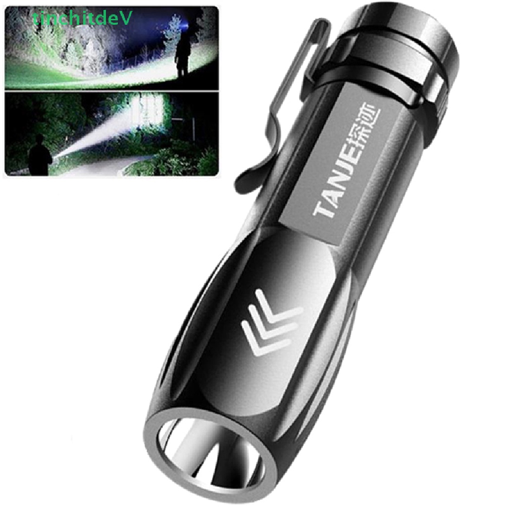 Đèn Pin LED Mini Siêu Sáng Có Thể Sạc Lại Bằng Cổng USB Dùng Đi Cắm Trại