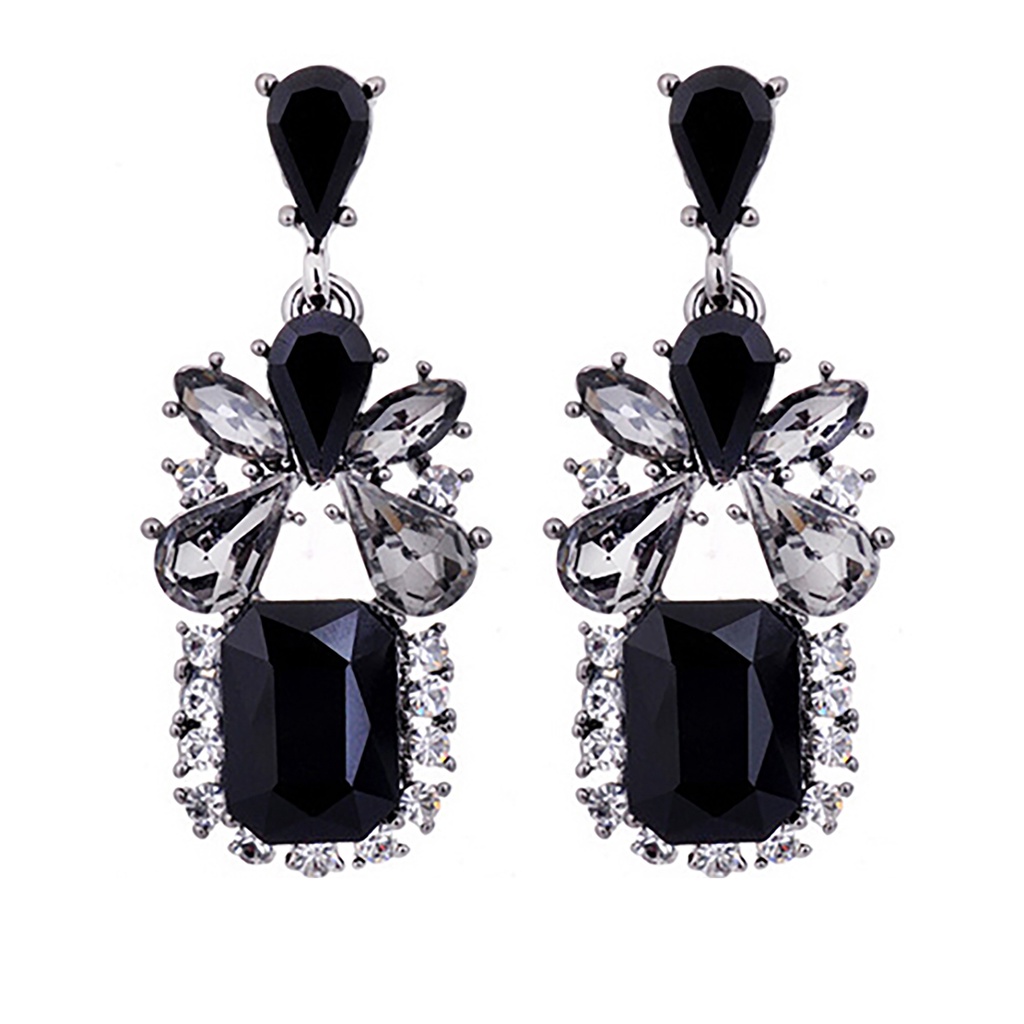 Cặp khuyên tai hợp kim hình giọt nước có đính đá quý nhân tạo sang trọng dành cho nữ