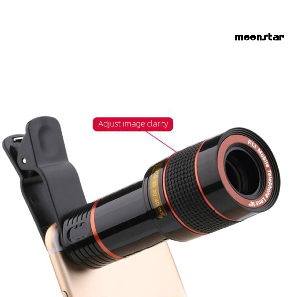 MNmoonstar Universal 12X Zoom HD Telescope Telephoto Mobile Phone Camera Lens with Clip