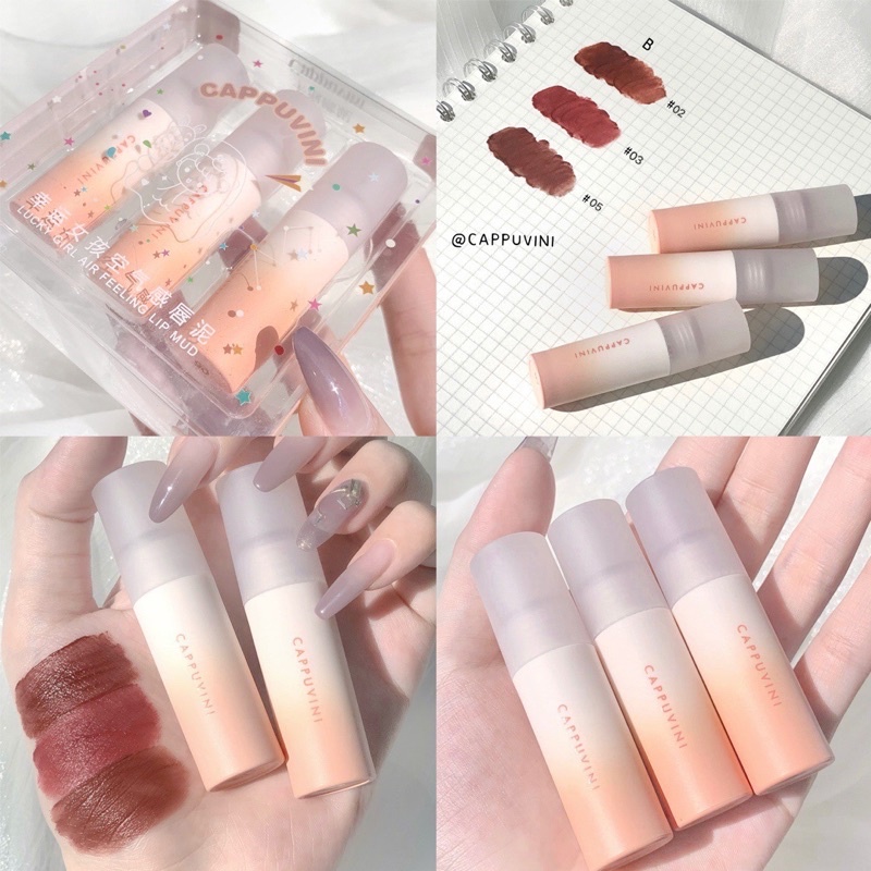 set 3 Son kem lì velvet Teayason fluffy lip glaze