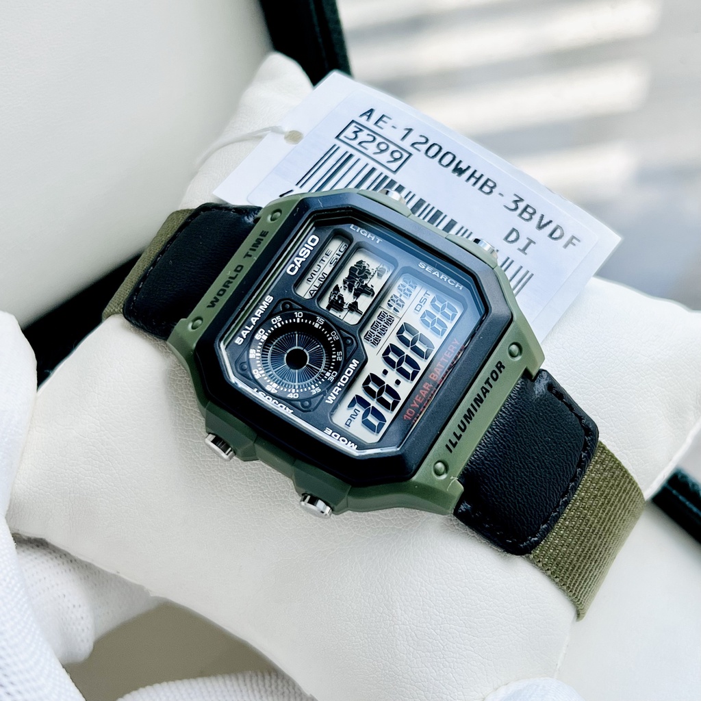 Đồng hồ nam dây vải chính hãng Casio Quartz AE-1200WHB-3B Japan