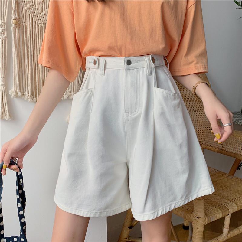 [LININ] Quần Short Denim Ống Rộng Lưng Cao Phong Cách Hàn Quốc Dễ Phối Đồ Cho Nữ