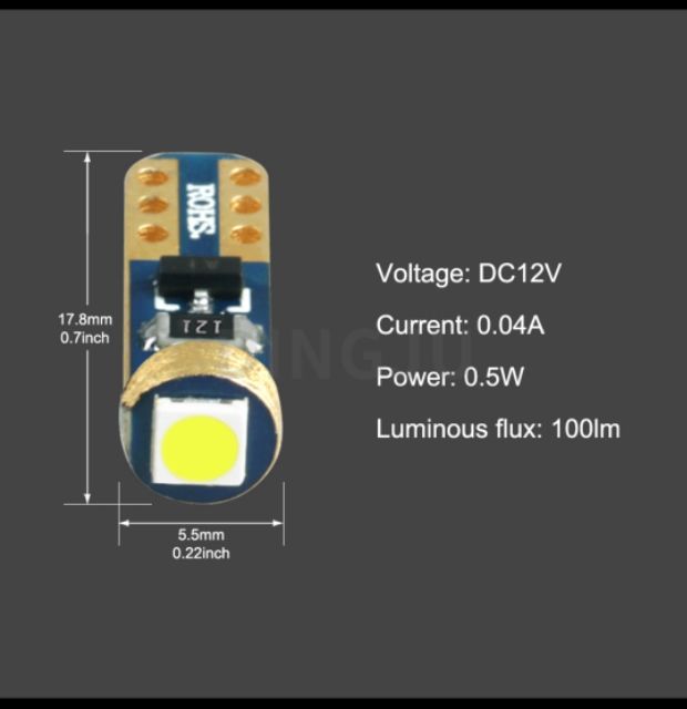 02 bóng led T5 1chip cho ex sirius vision wave nhỏ các xe máy