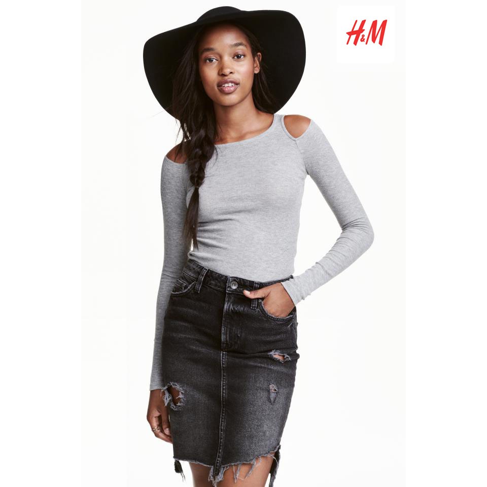 Áo Thun Xám Tay Dài Vai Cut-out H&M